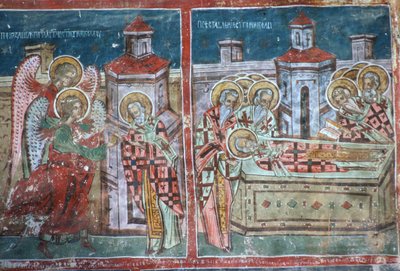 The Life and Death of St Nicholas, South Wall of the Church, 1535 by Romanian School