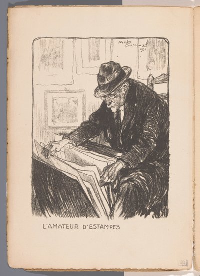 Man on a Chair Looking at a Portfolio of Prints by Romeo Dumoulin