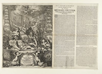 Allegory on the Death of Michiel de Ruyter, 1676 (The Life and Career of the Noble and Brave Lord, Lord Michiel de Ruyter Knight of the Order of St. Michael, &c. Lt. Admiral General of Holland and West Friesland) by Romeyn de Hooghe