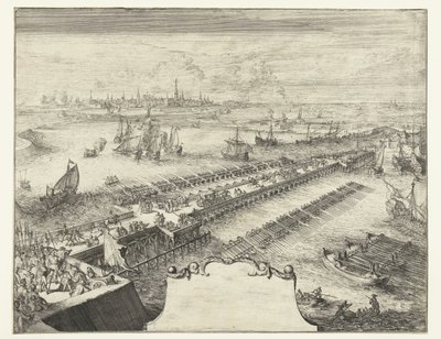 Pontoon Bridge of Parma over the Scheldt, 1585 (Guerres de Flandres) by Romeyn de Hooghe