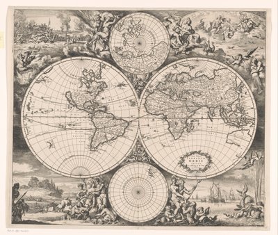 World Map with an Allegory of the Four Elements by Romeyn de Hooghe