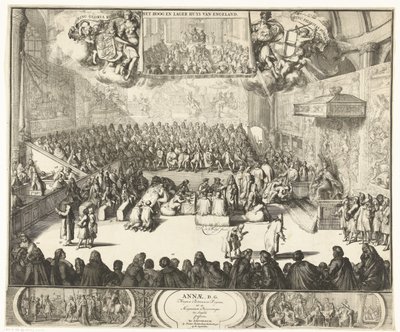 Session of the House of Commons with Queen Anne on the Throne, 1702 by Romeyn de Hooghe