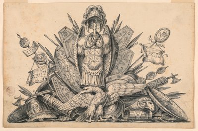 A Trophy of Weapons Intended to be Executed in Painting by Romolo Achille Liverani