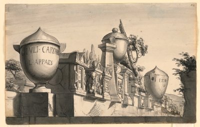 Stage Design, Ancient Roman Tombs by Romolo Achille Liverani