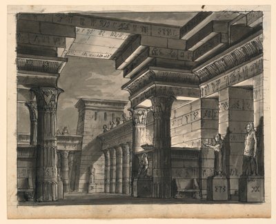 Stage Design, Egyptian Buildings by Romolo Achille Liverani