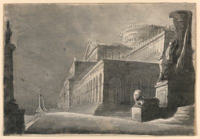 Stage Design, Exterior of Enormous Palace by Romolo Achille Liverani