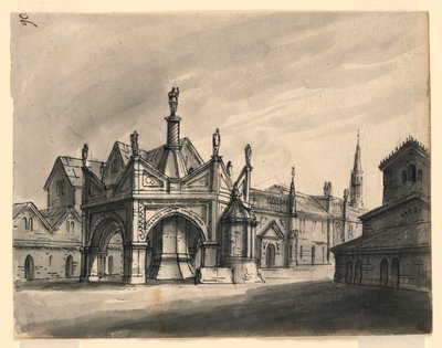 Stage Design, Exterior of Gothic Buildings by Romolo Achille Liverani