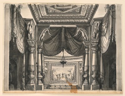 Stage Design, Interior of Oriental Palace by Romolo Achille Liverani