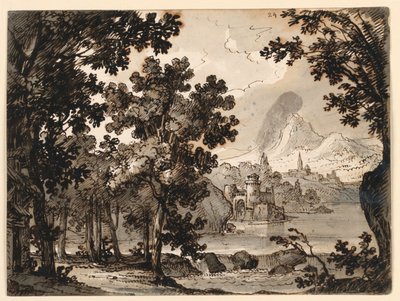 Stage Design: Landscape with Hut, for the Opera La Straniera by Romolo Achille Liverani