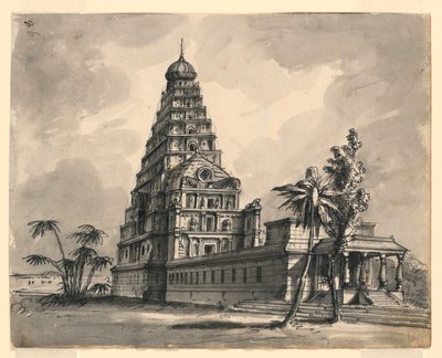 Stage Design, View of Indian Temple by Romolo Achille Liverani