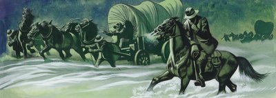 Winter wagon train by Ron Embleton