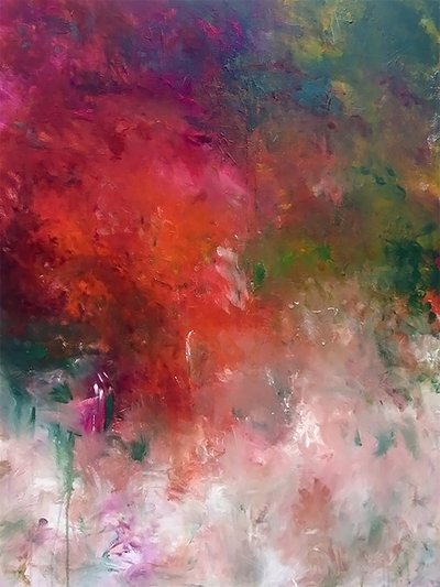 Red Pink Flowing Abstract by Ron Halfant