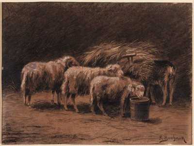 A Pair of Sheep and a Ram in a Stable by Rosa Bonheur