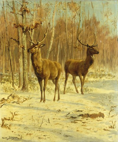Two Stags in a Clearing in Winter by Rosa Bonheur