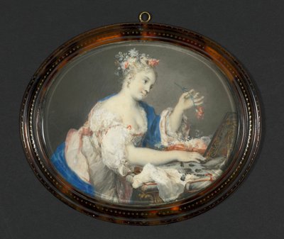 A Woman Putting Flowers in Her Hair, c. 1710 by Rosalba Carriera