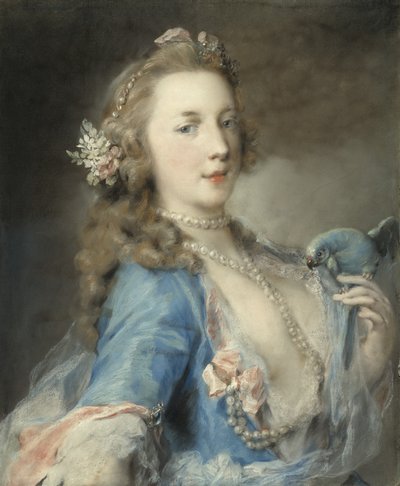 A Young Lady with a Parrot by Rosalba Giovanna Carriera