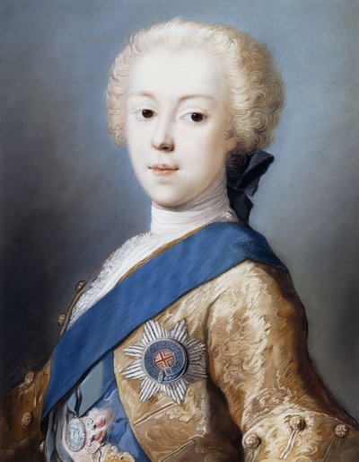 Portrait of Prince Charles Edward Stuart, bust-length, in profile to the left by Rosalba Giovanna Carriera