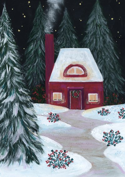 Little Red Holiday Cottage by Rosana Laiz Blursbyai