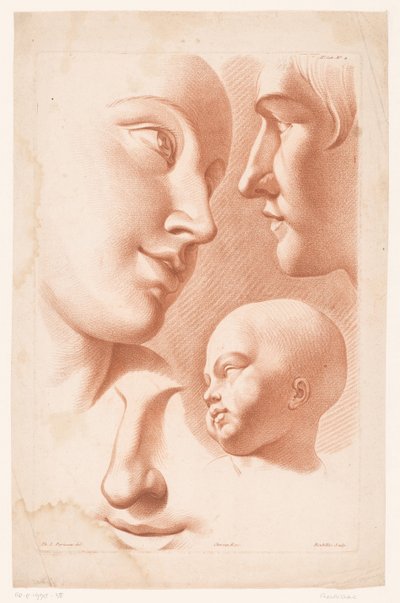 Heads of Woman, Man, and Child by Louis François Roubillac