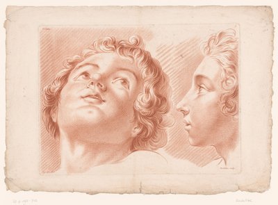 Two Heads of Boys (Principles of Drawing from Nature, Part Three) by Louis François Roubillac
