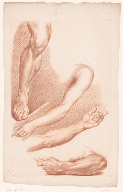 Various Views of a Leg and Arms (Principles of Drawing from Nature, Part Seven) by Louis François Roubillac