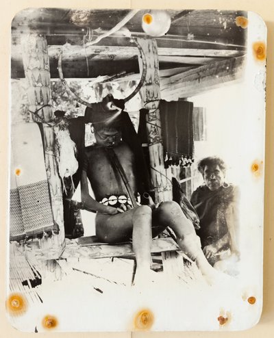Ifugao corpse in the death chair, 1919 by Roy Barton