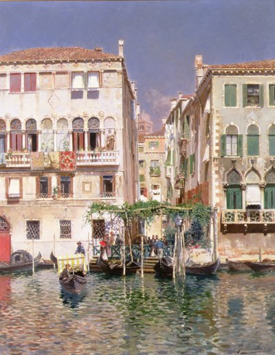 The Grand Canal with the Campanile of St Maria Gloriosa dei Frari, Venice by Rubens Santoro