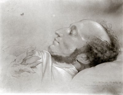 Felix Mendelssohn (1809-47) on his deathbed, c.1847 by Rudolf Julius Benno Huebner
