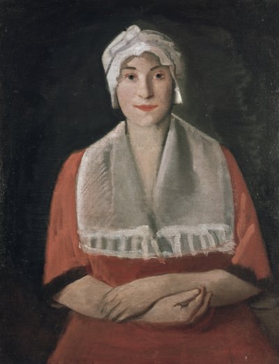 Portrait of a Lady in a White Cap by Rudolf Kremlicka