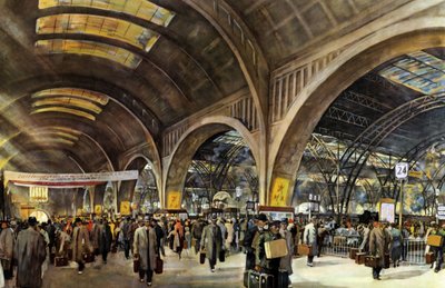 German Railways - Leipzig Central Railway Station During the Fair by Rudolf Lipus