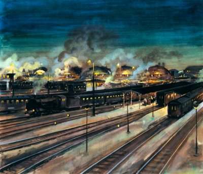 German Railways - Munich Central Station at Night by Rudolf Lipus