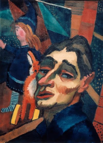 Self-Portrait with Doll by Rudolf Wacker