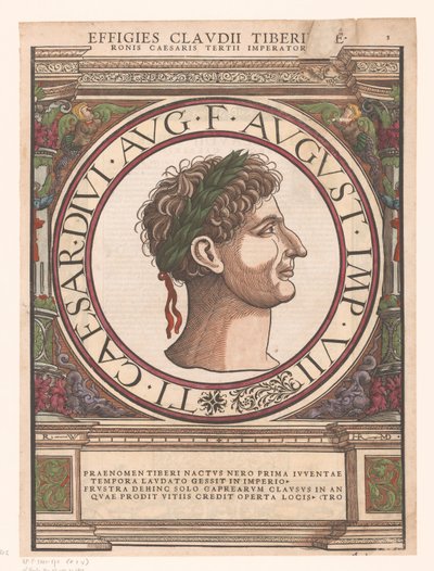 Portrait of Claudius Tiberius in Architectural Frame by Rudolf Wyssenbach