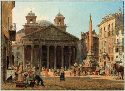The Pantheon and Piazza della Rotonda in Rome by Rudolf von Alt