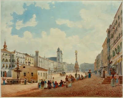 The Main Square in Linz by Rudolf von Alt