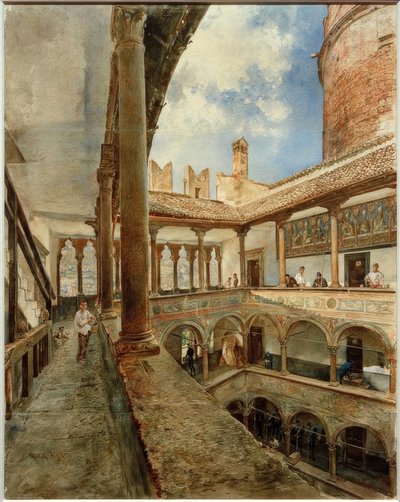 Courtyard of the Castello del Buonconsiglio in Trento by Rudolf von Alt