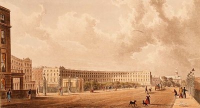 The Crescent, Portland Place, Aquatint Published in 1822 by Rudolph Ackermann