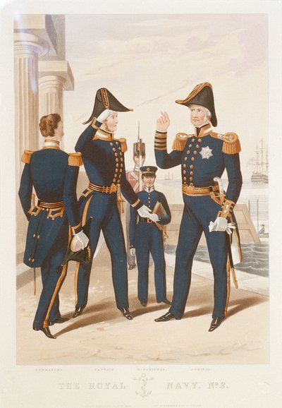 The Royal Navy. No 2. Commander. Captain. Midshipman. Admiral. by Rudolph Ackermann