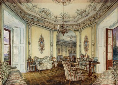 Interior view of the Salon of a Castle in Obertwaltersdorf by Rudolf von Alt