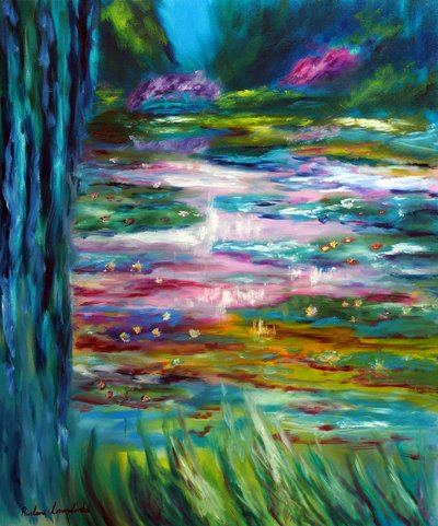Monet Japanese Garden in Giverny Left Panel, 2024 by Ruslana Levandovska