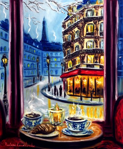 Table for Two in Paris, 2025 by Ruslana Levandovska
