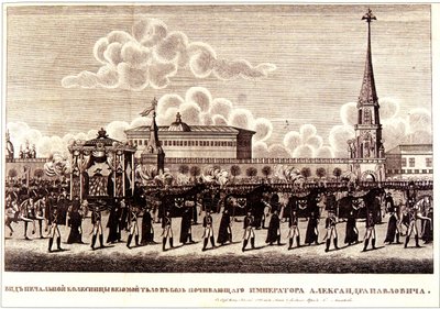 Funeral Ceremony of Emperor Alexander I at the Moscow Kremlin by Russian Master