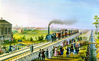 Opening of the First Railway Line from St Petersburg to Pavlovsk, Russia, 1830s by Russian Master