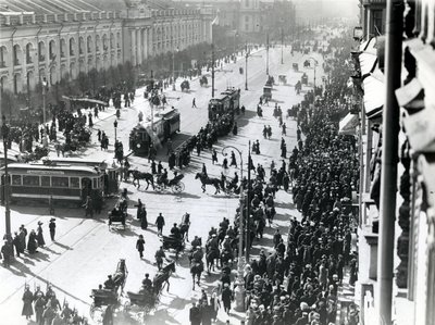 Demonstration in St Petersburg against the Lena massacre in Siberia, April 1912 by Russian Photographer