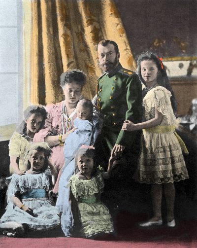 Family portrait of Tsar Nicholas II of Russia - Photography around 1904-1905 by Russian Photographer