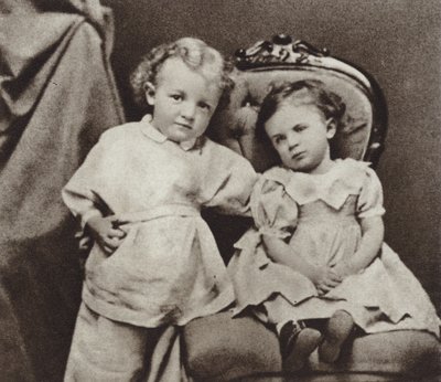 Lenin at the age of four and his sister Olga, Simbirsk, 1874 by Russian Photographer