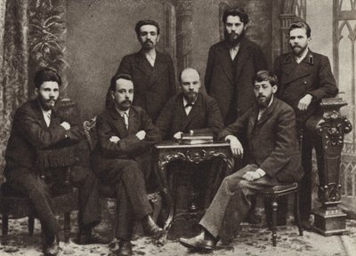 Lenin with a group of members of the St Petersburg League of Struggle for the Emancipation of the Working Class, St Petersburg, February 1897 by Russian Photographer