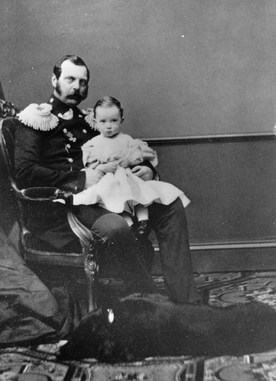 Portrait of Emperor Alexander II of Russia with son, Grand Duke Paul Alexandrovitch of Russia by Russian Photographer
