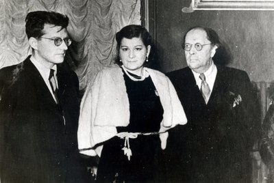 The Composer Dmitri Dmitriyevich Shostakovich, singer Maria Maksakova and writer Aleksei Nikolayevich Tolstoy by Russian Photographer