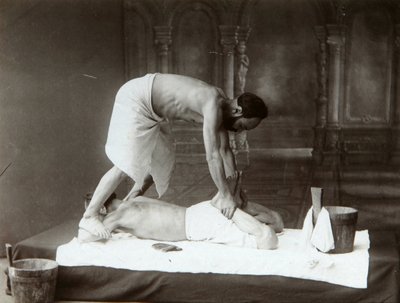 The Oriental bath. Massage. Albumin Photo by Dmitri Ivanovich Yermakov (1845-1916) by Russian Photographer